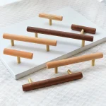 Poignées d&rsquo;armoire en bois naturel, poignée de porte de cuisine, poignées de placard en bois, boutons de tiroir, poignée de garde-robe pour quincaillerie de meubles