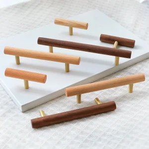 Poignées d&rsquo;armoire en bois naturel, poignée de porte de cuisine, poignées de placard en bois, boutons de tiroir, poignée de garde-robe pour quincaillerie de meubles