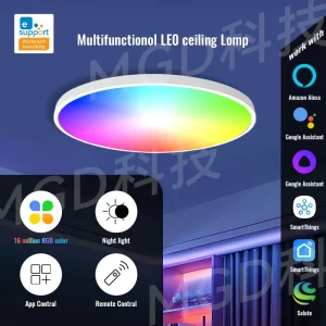 Ewelink-Plafonnier LED Intelligent RVB Ultra Mince, Commande Vocale Intelligente, Fonctionne avec Alexa et Google, Dimmable, Wifi, 24W, 36W, 2700K-6500K Ewelink-Plafonnier LED Intelligent RVB Ultra Mince, Commande Vocale Intelligente, Fonctionne avec Alexa et Google, Dimmable, Wifi, 24W, 36W, 2700K-6500K