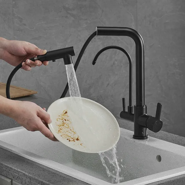 Robinet de cuisine filtré au toucher gris avec nervures… – vue 2