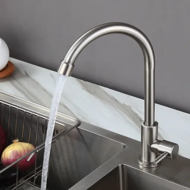 Robinet cuisine inox brossé monocommande monotrou bec… – vue 4