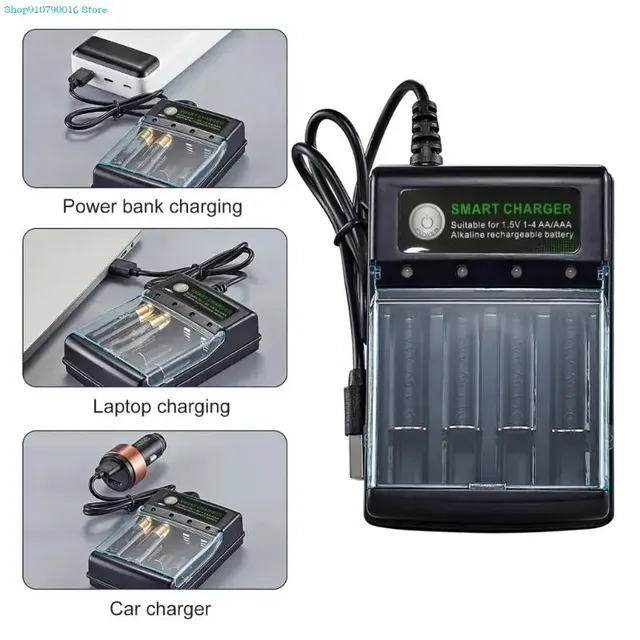 Chargeur piles alcalines rechargeable intelligent quatre… – vue 2
