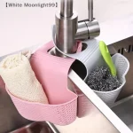 maveraWhite Lavabo Drainage Panier suspendu Accessoires de cuisine réglables Sac d&rsquo;évier Savon Éponge Étagère Porte-robinet Pour salle de bain