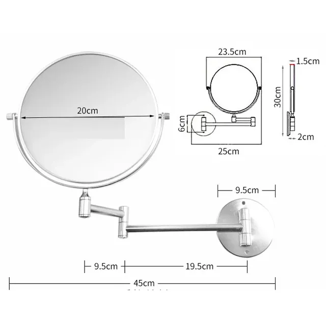 Miroir de maquillage mural grossissant de 8 pouces – vue 6
