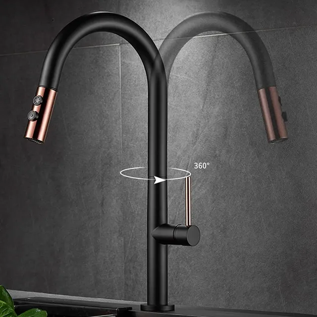 Robinet de cuisine extractible noir moderne 2 modes de… – vue 4