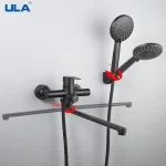 ULA-Ensemble de douche chaude et froide, robinet de centre commercial noir, robinet, vanne Assad, baignoire F/05, bec de baignoire à percussion