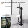 Robinet de baignoire de sol carré noir de luxe – vue 3