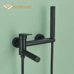 Senlesen – robinet de baignoire noir, ensemble de douche mural, robinets de salle de bains avec douchette, mitigeur chaud-froid, système de douche à grue