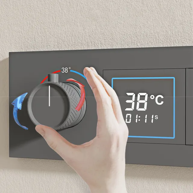 Ensemble de douche thermostatique en laiton noir pour… – vue 2