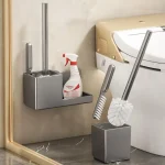 Ensemble de porte-brosse de toilette mural, sans perceuse, tasse de toilette, brosse de nettoyage de toilettes pour la maison, salle de bain