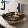 Vasque ronde verre trempé finition métallique cuivrée… – vue 2