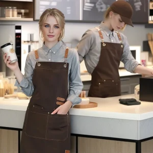 Tablier de cuisine imperméable, tablier de cuisine professionnel, uniforme de travail de serveur de magasin de Restaurant pour femmes/hommes avec poches, tablier de nettoyage Tablier de cuisine imperméable, tablier de cuisine professionnel, uniforme de travail de serveur de magasin de Restaurant pour femmes/hommes avec poches, tablier de nettoyage