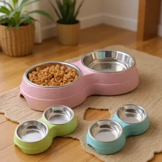 Bols doubles en acier inoxydable pour animaux de compagnie