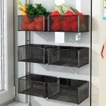 étagère épices magnétique aimantée réfrigérateur paniers modulaires métal acier maille noire mate fixation puissante sans perçage drainage ventilation