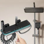 Système de douche de luxe pour salle de bains, avec lumières, clé de Piano en verre trempé, affichage numérique intelligent, mélangeur chaud et froid, robinet de douche, ensemble complet