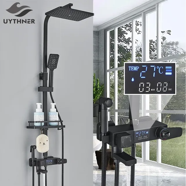 Pommeau de douche thermostatique à affichage numérique