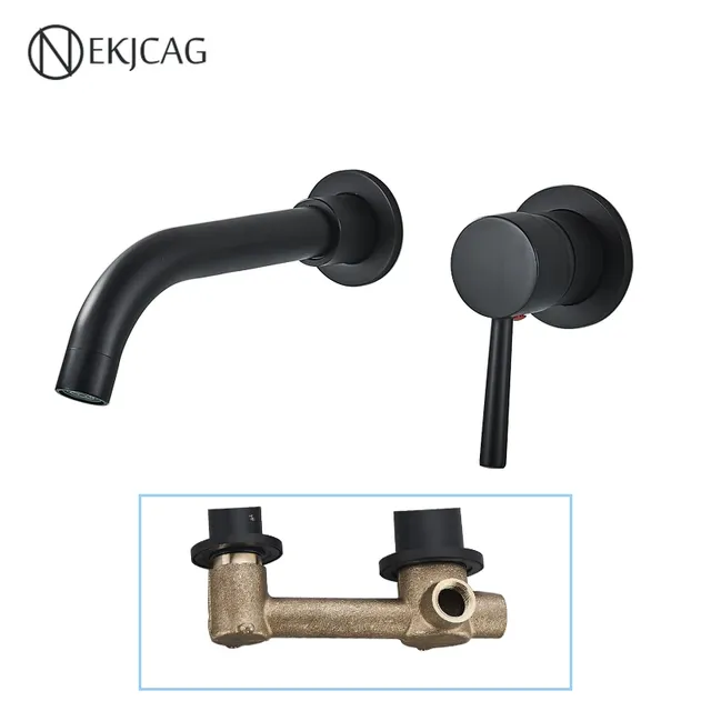 Robinet de lavabo mural noir mat – vue 2