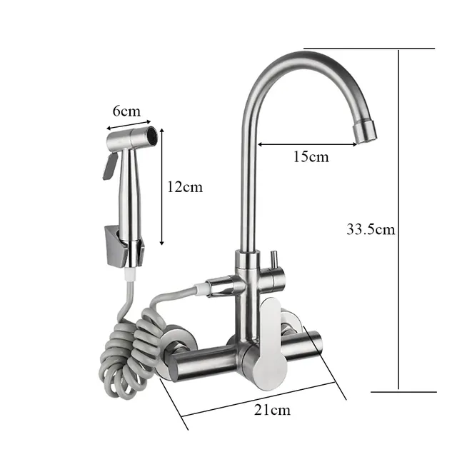 Bassin de cuisine en acier inoxydable avec pulvérisateur – vue 2