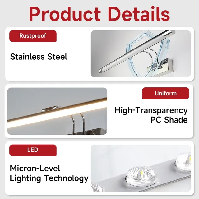 LED miroir lumière trois couleurs LED maison décoration… – vue 6