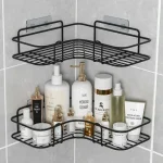 Étagère triangulaire d&rsquo;angle de salle de bains, étagères de rangement murales, porte-shampooing, support cosmétique, panier de vidange de douche en fer, organisateur
