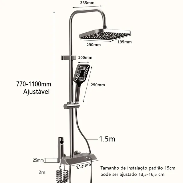 Ensemble de douche de salle de bain avec affichage LED – vue 5