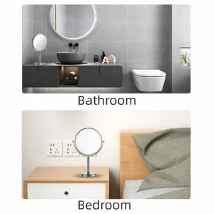 Miroir de maquillage de bureau Double face, miroir cosmétique rond rotatif à 360 degrés, sur pied, haute définition Miroir de maquillage de bureau Double face, miroir cosmétique rond rotatif à 360 degrés, sur pied, haute définition