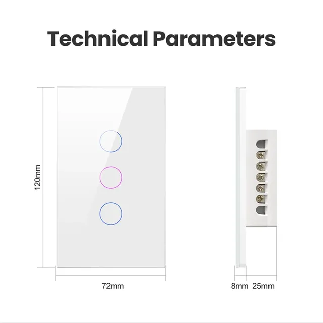 Interrupteur mural tactile intelligent led trois touches… – vue 2