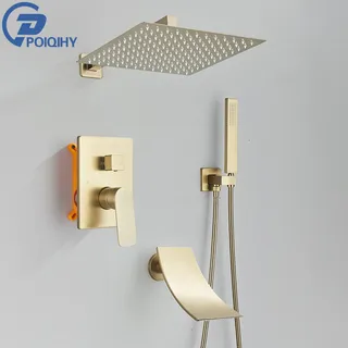 Ensemble de robinets de douche en or brossé