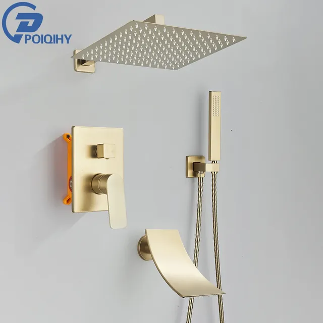 Ensemble de robinets de douche en or brossé