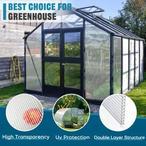 Panneaux de toit de serre en Polycarbonate, feuilles de panneau de revêtement épissables pour auvent, auvents de Patio, clôture de jardin, hangar 60x120cm, 5/12 pièces