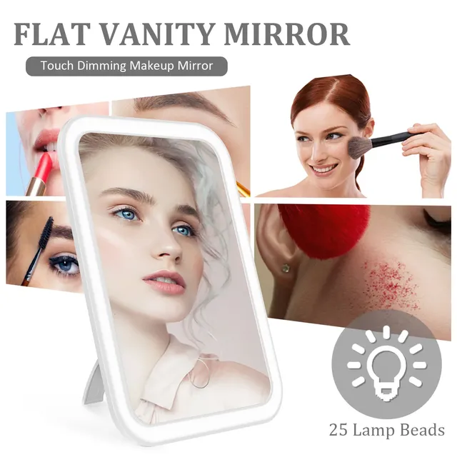 Miroir maquillage LED pliable compact rectangulaire… – vue 2
