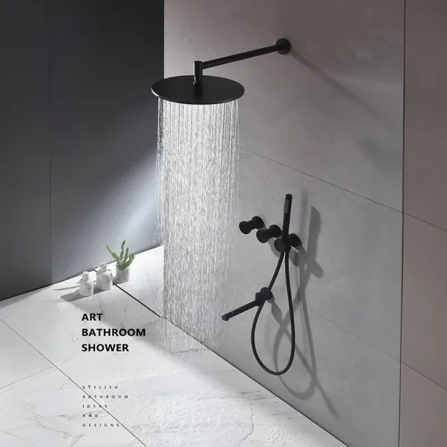 Système de douche dissimulé en cuivre noir de luxe – vue 2