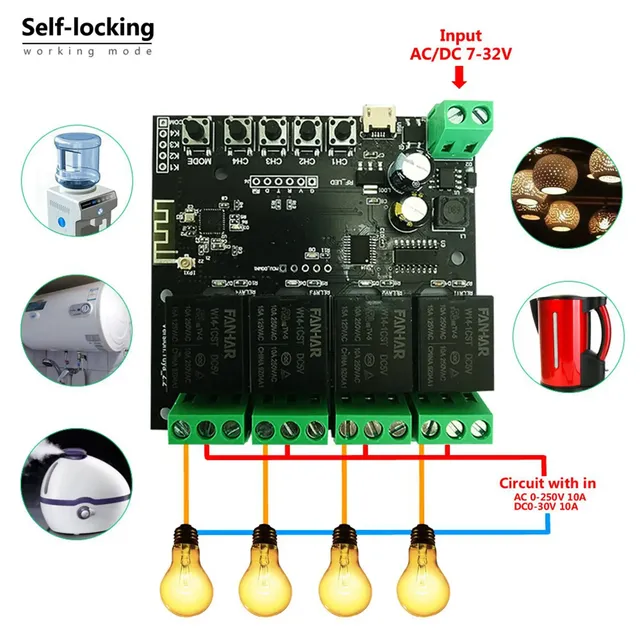 FULL-2X 4CH Tuya commutateur Wifi Module de commutation… – vue 4