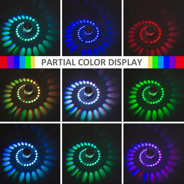 Lampe murale LED RGB à trou en spirale