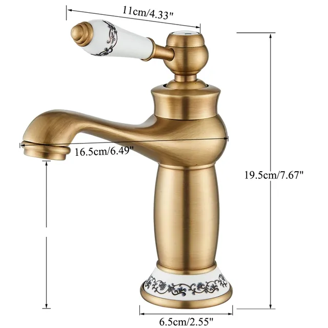 Robinet de lavabo en laiton antique – vue 7