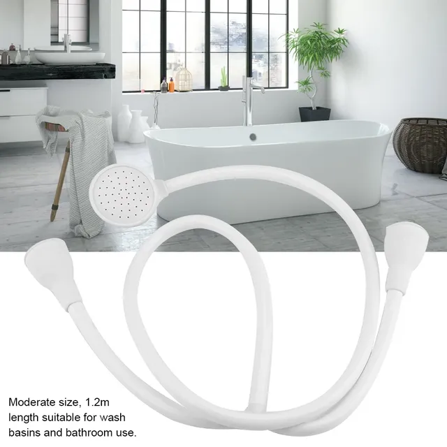 Pommeau Douchette Flexible Tuyau 1200mm ABS Blanc Tete…