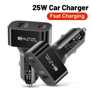 Chargeur de voiture 25W QC3.0 PD double ligne chargeur de voiture à…