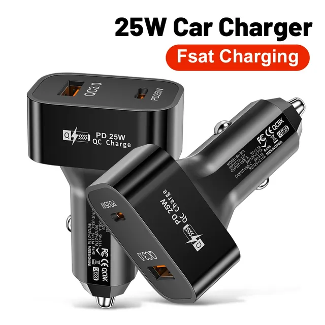 Chargeur de voiture 25W QC3.0 PD double ligne chargeur…