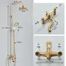 Colonne douche murale rétro laiton antique finition… – vue 2