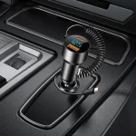 Chargeur de voiture USB C chargeur de Type C charge rapide voiture PD QC 3.0 chargeur USB multi-ports 100W chargeur de voiture cordon rétractable pour