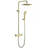 Colonne douche thermostatique dorée pommeau carré pluie… – vue 2