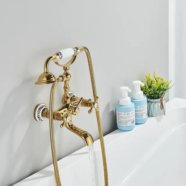Robinet mitigeur de baignoire noir doré de luxe – vue 4