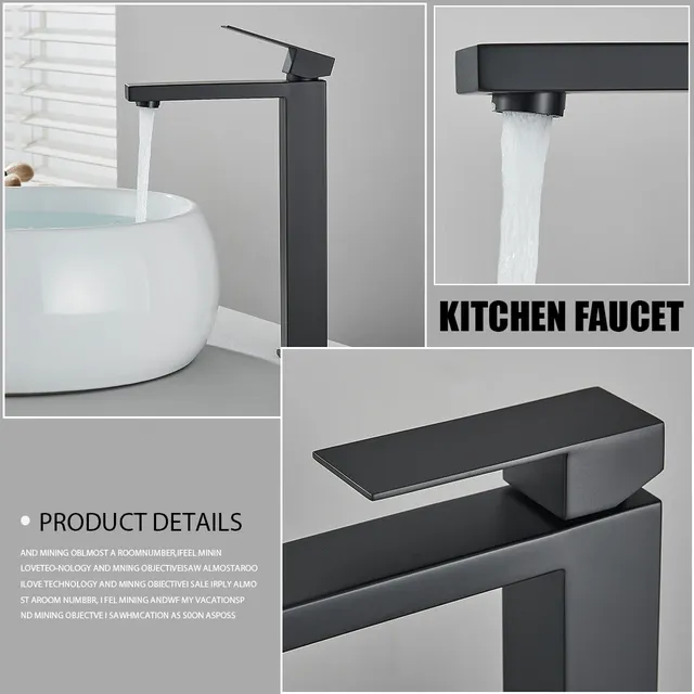 Robinet de lavabo de salle de bains noir mat – vue 4