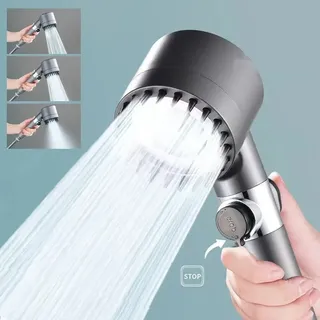 Pommeau douche main multijets cylindrique gris métallisé ronde embouts…
