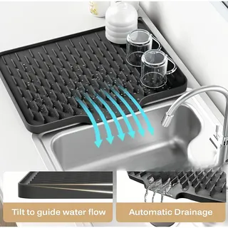 Tapis de vidange pour évier de cuisine et comptoir en silicone…