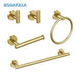 Ensemble de matériel de salle de bain, accessoires, étagère dorée, crochet pour Robe, porte-serviettes, porte-papier de soie, en acier inoxydable