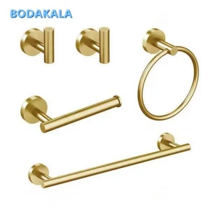 Ensemble de matériel de salle de bain, accessoires, étagère dorée, crochet pour Robe, porte-serviettes, porte-papier de soie, en acier inoxydable Ensemble de matériel de salle de bain, accessoires, étagère dorée, crochet pour Robe, porte-serviettes, porte-papier de soie, en acier inoxydable