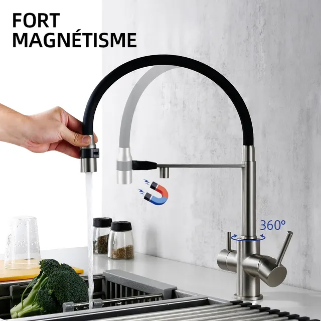 Robinet de cuisine en nickel brossé – vue 4
