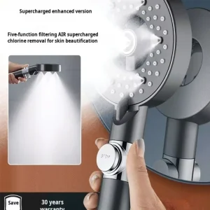 Pommeau de douche pressurisé, purificateur de déclor, pomme de Lotus, 6 Modes, filtre réglable, douche, arrêt à une touche