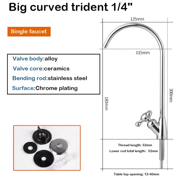 Robinet d'eau de cuisine chromé 1/4 " – vue 3